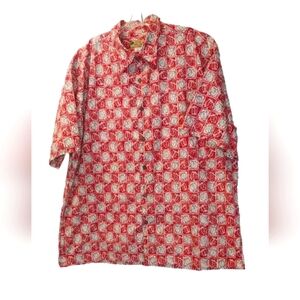 Two Palms Hawaii Men XL Hawaiian Shirt Sea Turtles Block Art Print Button USA